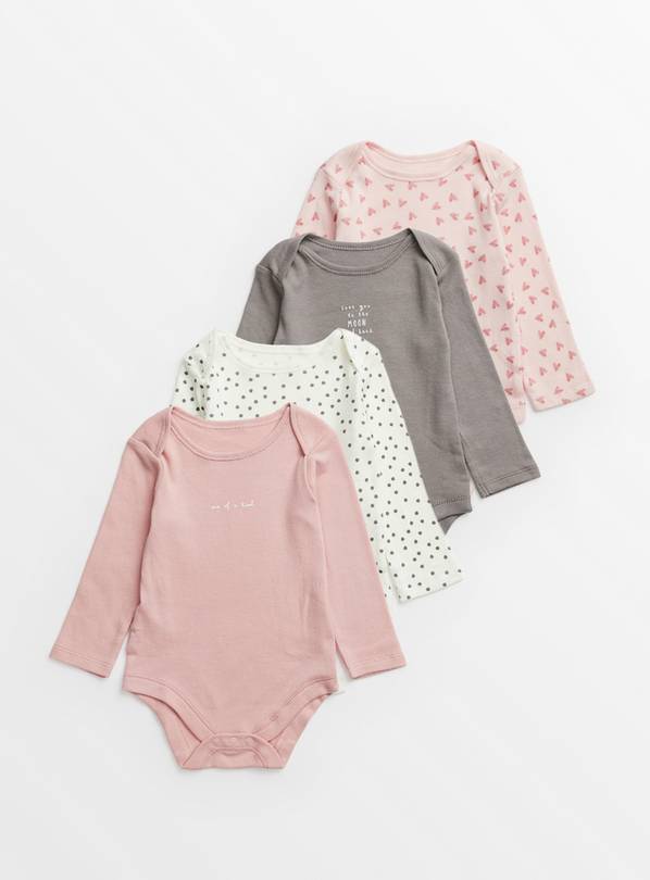Mono Blush Printed Bodysuit 4 Pack Up to 3 mths